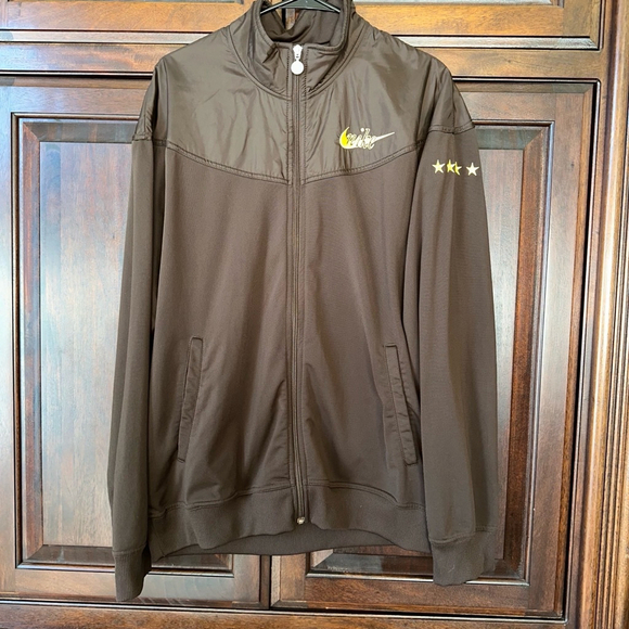 All Stitched Adult Nike Gray Tag Stars Brown Full-Zip Track Jacket XL Mens Gold - Picture 2 of 9